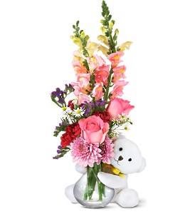 Teleflora's Bear Hug Bear with Pink Roses in Midlothian�TX, Growing Ideas