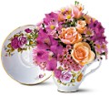 Pink Roses Teacup Bouquet