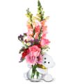Teleflora's Bear Hug Bear with Pink Roses in Midlothian TX Growing Ideas