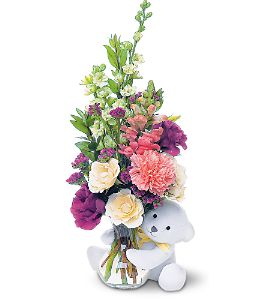 Growing Ideas, Midlothian, Texas - Teleflora's Bear Hug Bear with White Roses, picture