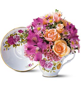 Growing Ideas, Midlothian, Texas - Pink Roses Teacup Bouquet, picture